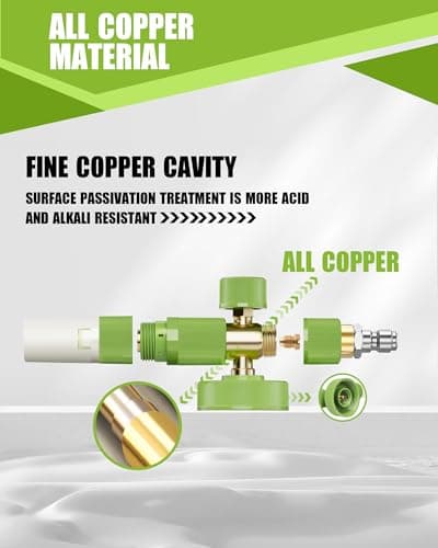 All-Copper Car Wash Foam Cannon, 1L, M22 & 1/4" Quick Connect, Compatible 4200PSI Pressure Washers