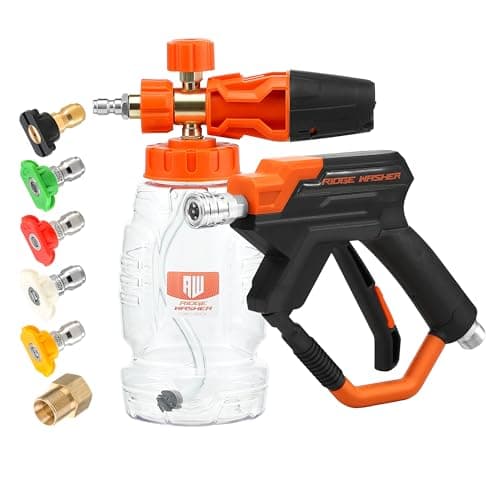 RIDGE WASHER 4000 PSI Foam Blaster Gun with 5 Tips, 1 Liter, Stainless Steel