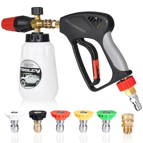 TOOLCY Pressure Washer Kit for Professional Cleaning, Powerful 5000 PSI, 5 Nozzle Tips Included, Quick Connect, Industrial Strength
| TOOLCY Foam Cannon with Pressure Washer Gun, 5000 PSI, 1L Chemical Bottle, Quick Release Nozzle, Ideal for Heavy Du