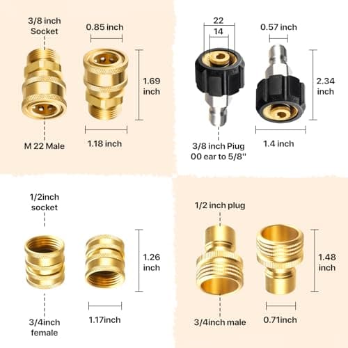 Twinkle Star M22 14mm Quick Connect Pressure Washer Adapter Set