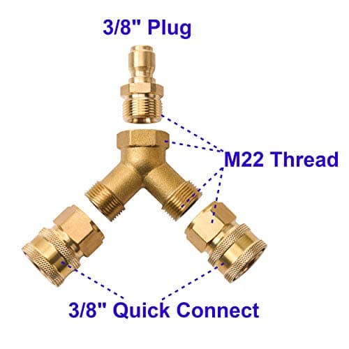 Tool Daily Pressure Washer Tee Coupler, Quick Connect Two Gun to One, 3/8 Inch Fitting