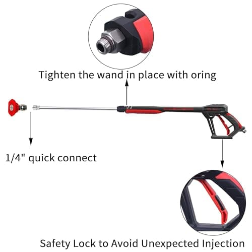 Pressure Washer Spray Gun with Extension Wand, 5 Nozzle Tips, 4000 PSI, 44 Inches, M22 Fittings