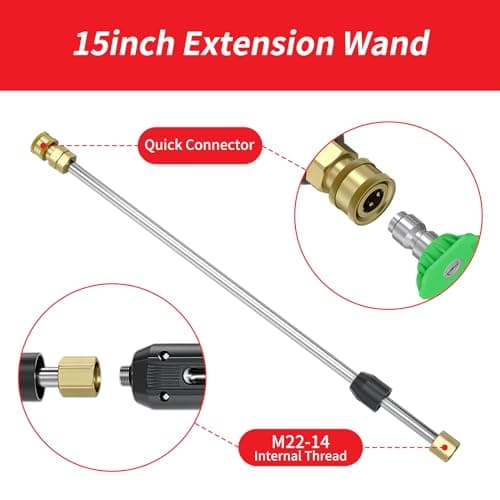 POHIR 3600 PSI Pressure Washer Gun with 50FT Hose Kit & 15in Wand Parts 7 Nozzles Quick Connect Set
