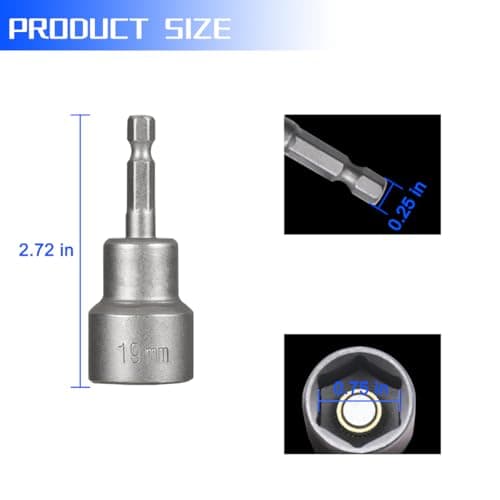2PCS RV Camper Scissor Jack Socket Bit Set, Magnetic Quick Connect 1/4" Hex Shank Driver Bit