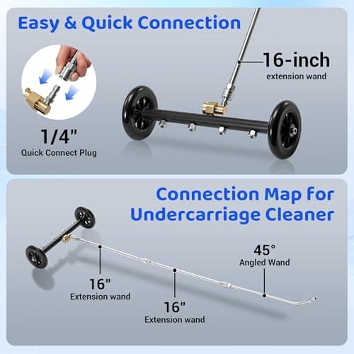 Daily Tool Undercarriage Pressure Washer Attachment - 3600 PSI, 16 Inch, 3 Pieces Extension Wand
| Dual-Function Undercarriage Cleaner with Foam Cannon - 3600 PSI, 16 Inch, Under Car Wash
| 3600 PSI Under Car Wash Water Broom - 16 Inch, Dual-Functio