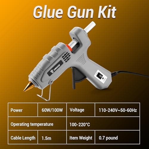 DEKOPRO Full Size 60/100Watt Dual Temp Hot Glue Gun Kit with 25 Sticks & Storage Case