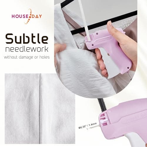 HOUSE DAY Fine Needle Stitch Gun, 6 Needles, 2200 Fasteners, 50 Buttons (Pink)