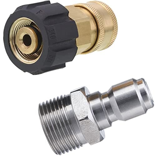 M22 14mm to M22 Pressure Washer Adapter, 5000 PSI, 3/8 Inch Quick Connect