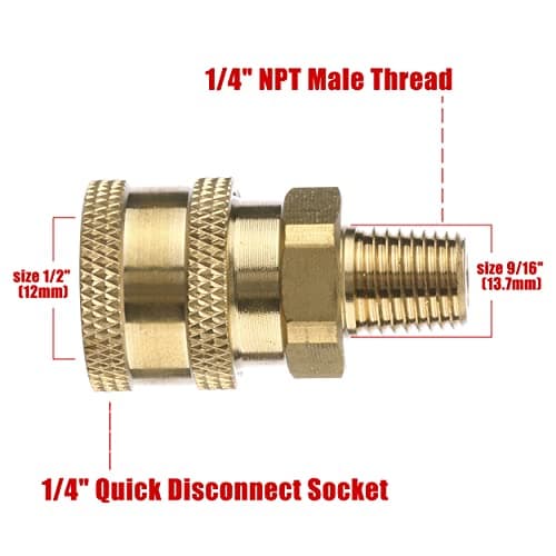 Tool Daily Pressure Washer Coupler, Quick Connect NPT Female to Male Thread, 5000 PSI, 2-Pack