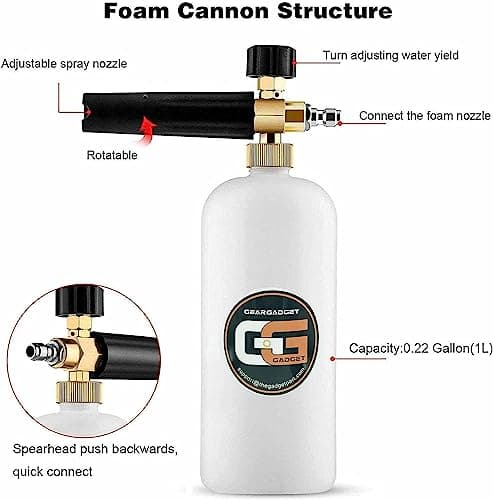 Foam Cannon 1/4 Inch Quick Connector 1 Liter 5 Pressure Washer Nozzle Tips
Foam Cannon 1/4 Inch Quick Connector 1 Liter High Pressure Washing
Foam Cannon 1/4 Inch Quick Connector 1 Liter Versatile Pressure Washer Solution