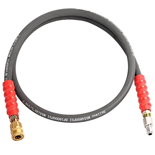 Pressure Washer Whip Hose 5FT, 38mm Reel Connector, 248F Hot Water Adapter Set, 4800 PSI Steel-Braided