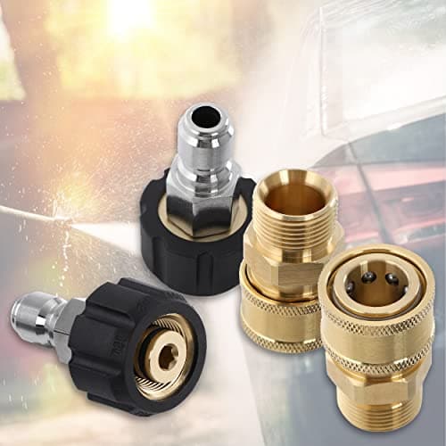 Pressure Washer Adapter Set for Quick Connect, M22 14mm to M22 Metric Fitting, 5000 PSI - 4 Pieces