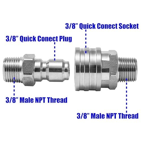 Pressure Washer Adapter Set for Daily Use, 3/8'' Male Thread Fitting, 5000 PSI