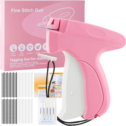 Stitchy Gun for Quick Clothing Fixes, Pink Includes 5 Needles & 2000 Fasteners