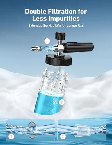 AstroAI Wide Neck Foam Cannon, 1/4" Quick Connect to Pressure Washer, 1 Liter Orange Label