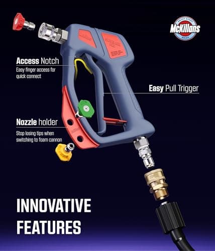 McKillans Swivel Gun Pro - High Pressure Water Handle with Quick Connector Coupler - Compatible with Power Washer and Fo