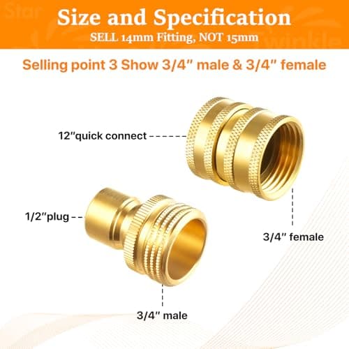 Twinkle Star M22 14mm Quick Connect Pressure Washer Adapter Set