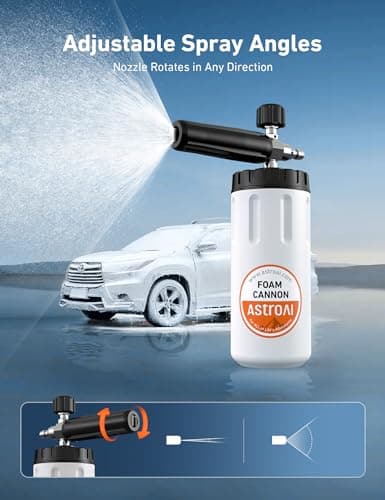 AstroAI Wide Neck Foam Cannon, 1/4" Quick Connect to Pressure Washer, 1 Liter Orange Label