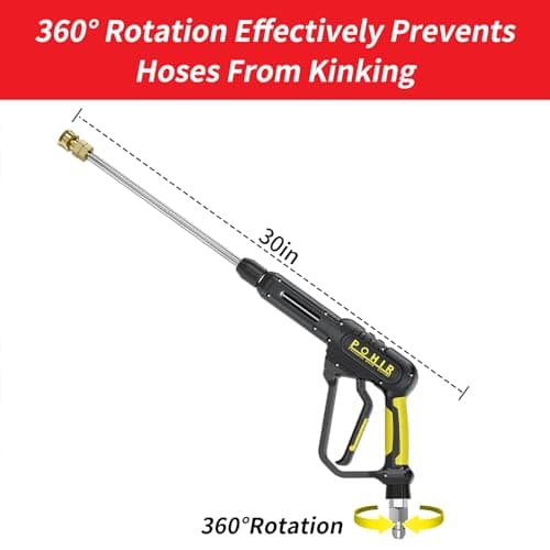 POHIR 3600 PSI Pressure Washer Gun with 50FT Hose Kit & 15in Wand Parts 7 Nozzles Quick Connect Set