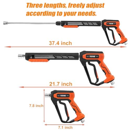 FIXFANS 5000PSI Power Washer Gun Kit with 5 Nozzle Tips and Extension Wands
