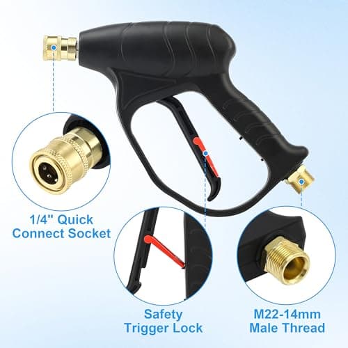JOEJET Foam Cannon Pressure Washer Gun, 1/4" Quick Connect, 5 Nozzle Tips, 1 Liter