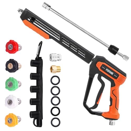 FIXFANS 5000PSI Power Washer Gun Kit with 5 Nozzle Tips and Extension Wands