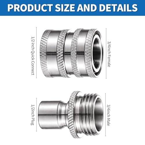 Feng Pai 3/4" Stainless Steel Water Hose Quick Connect Set, 4PCS Great for RV or Pressure Washer