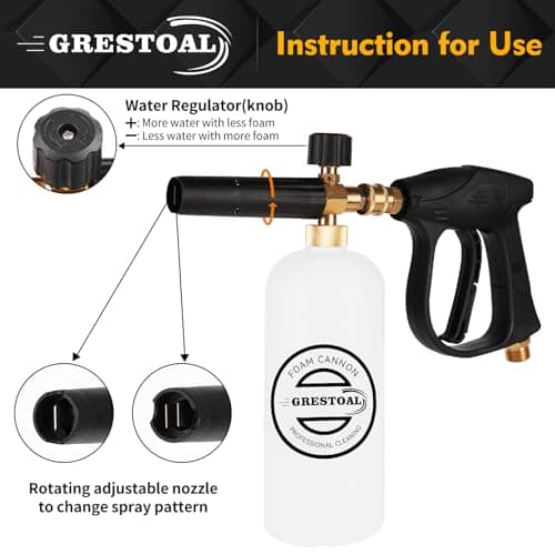 3000 PSI Snow Foam Lance with 5 Nozzles, 1/4 Inch Quick Connect, 1 Liter