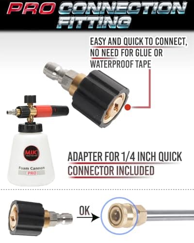 MJJC Foam Cannon Pro V2.0 - Thick Snow Foam for Pressure Washer (1/4" Quick Connector + SOAP Sample)