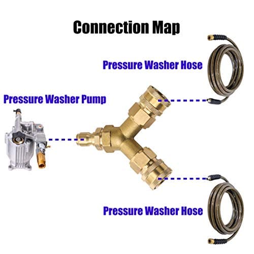 Tool Daily Pressure Washer Tee Coupler, Quick Connect Two Gun to One, 3/8 Inch Fitting
