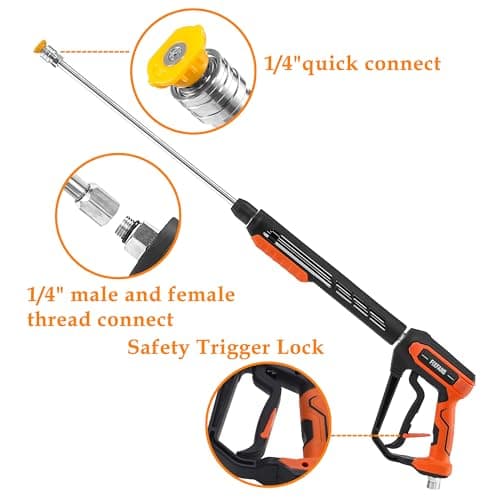 FIXFANS 5000PSI Power Washer Gun Kit with 5 Nozzle Tips and Extension Wands