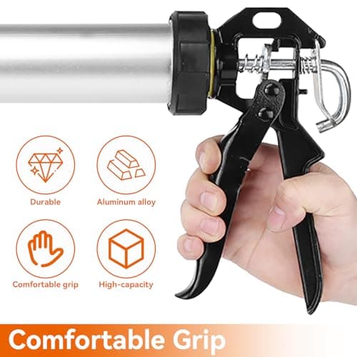 600ml Aluminum Cartridge Caulking Gun with 10 Nozzles for Sealing
