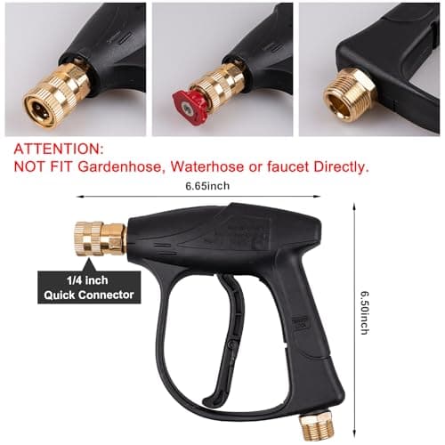 High-Pressure Washer Foam Cannon 1/4" Quick Connect, 5 Nozzle Tips, M22 Inlet Connector