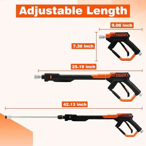 PWACCS 5 Nozzle Pressure Washer Gun, 4000 PSI, Dual-purpose Nozzles, 43 Inch Extension