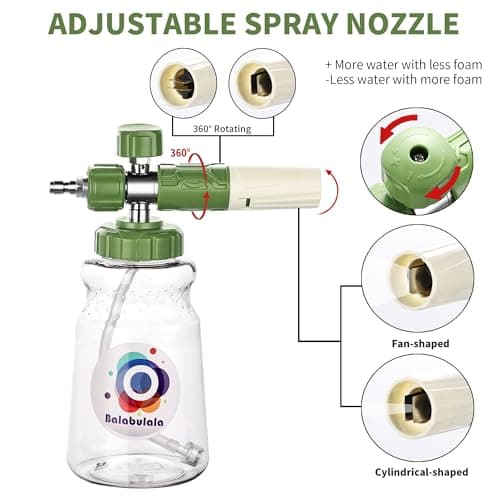 Balabulala Pressure Washer Dual Connector Foam Cannon with 5 Nozzles, 3600 PSI