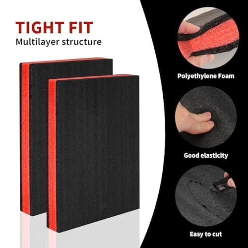 3Pack Cuttable Polyurethane Foam Sheets for Drawer Liner and Storage Organizer - RED&BLACK (16X12X2)  
3Pack Polyethylene Tool Foam Sheets for Toolbox Storage - RED&BLACK (16X12X2)  
Polyurethane Foam Sheets for Kaizen Organizing Drawer Liners - RED&