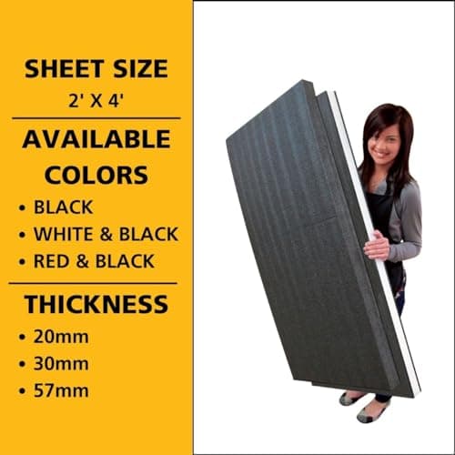 FastCap Kaizen 30mm Foam Sheet - 2' x 4', Black & Red for Tool Organizers