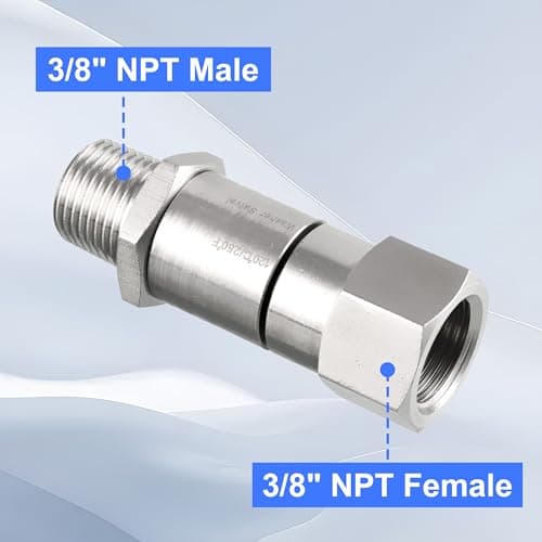 3/8 Inch NPT Stainless Steel Pressure Washer Swivel Fitting, 2 Pack