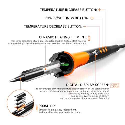 110V 90W Adjustable Temperature Soldering Iron Kit, 10-in-1Gun & 5 Tips
