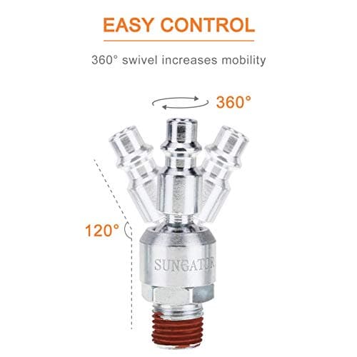 Sungator 6-Pack 1/4" Swivel Air Tool Fittings, Quick Connect Male NPT Plugs