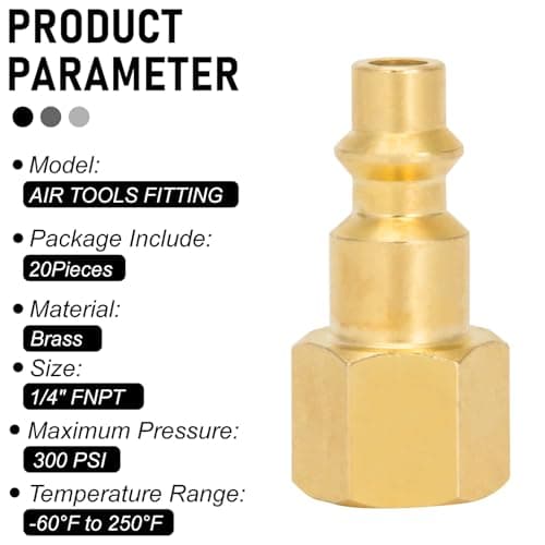 Kodilin 20pcs Solid Brass Air Compressor Female FNPT Plug Kits