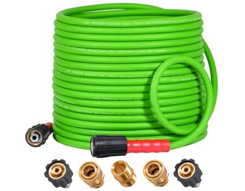 YAMATIC Kink Resistant 50FT 3200 PSI Pressure Washer Hose, Leak-Free Quick Connect Adapters, Green
