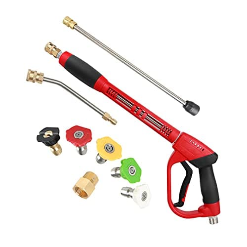 7-Inch Curved 5- Nozzle Tip 5000 PSI Pressure Washer Gun with Extension Wand, M22 Fitting