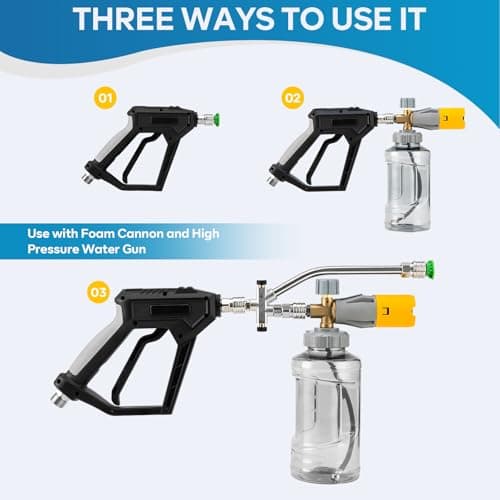 Dual-Connector Foam Cannon Attachment for Pressure Washers, 5 Nozzles, Quick Connect, Car Wash Compatible