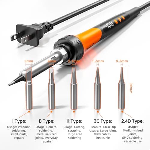 110V 90W Adjustable Temperature Soldering Iron Kit, 10-in-1Gun & 5 Tips