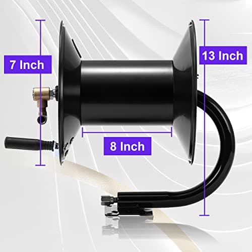 150 FT Heavy Duty Steel Hose Reel for Power Washers, 3/8 Hand Crank, 4000 PSI