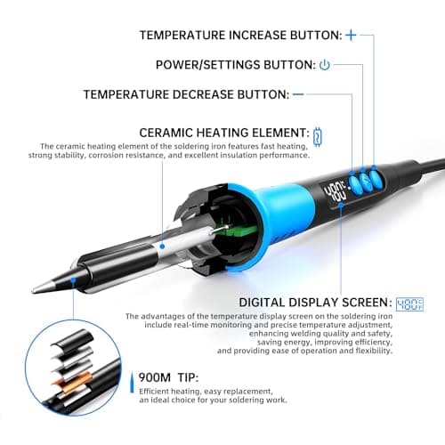 90W 110V LCD Digital 12-in-1 Soldering Iron Kit 180-480°C Adjustable Temperature