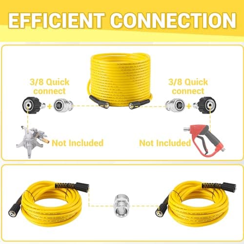 Tool Daily Pressure Washer Hose 50FT X 1/4", Multiple Degrees Nozzle Tips