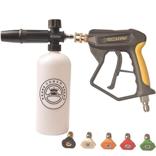 GDHXW Quick Connect 5000PSI Short Pressure Washer Gun, 5 Nozzle Tips, Light Duty Foam Cannon