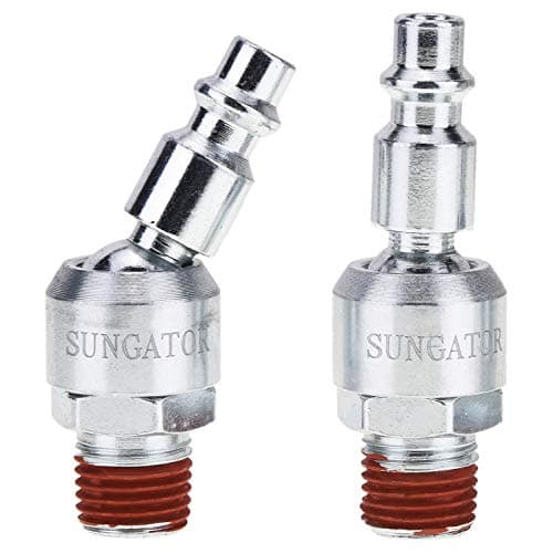 SUNGATOR 2-Pack 1/4 Inch Swivel Air Tool Fittings, 360° Rotatable 1/4" Hose Connectors